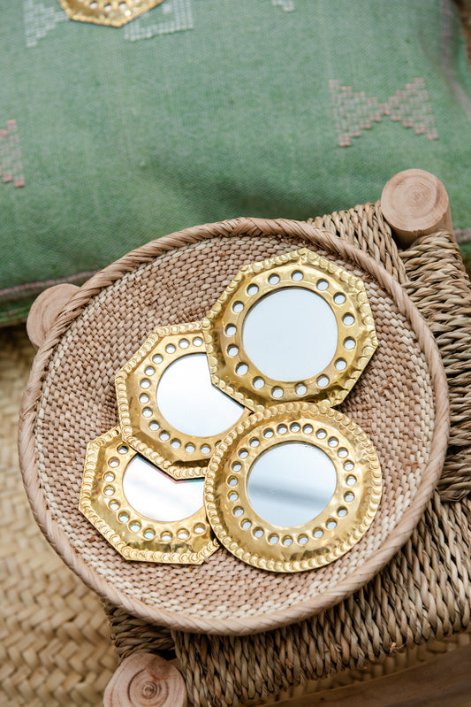 Mini miroirs en laiton marocains